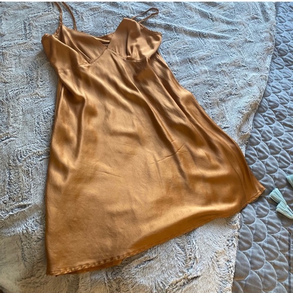 Aritzia Dresses & Skirts - Aritzia gold silk slip dress